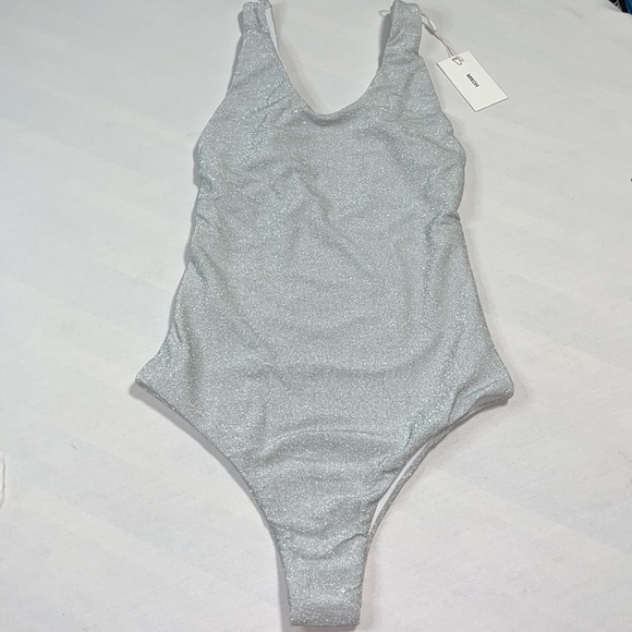 Mikoh Mala Silver Shimmer One Piece Swimsuit M - Picture 2 of 9